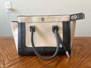 Christian Lacroix Black and Taupe Colorblock Dome Satchel Bag